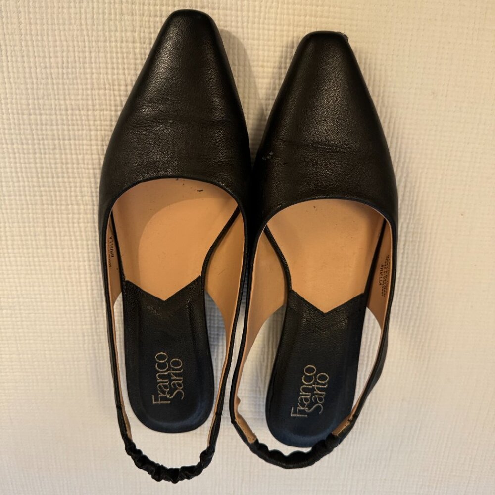 Franco Sarto Slingback Leather Flats (Size: 8.5; Color: Black)